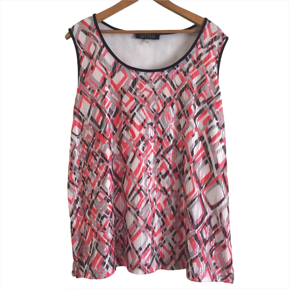 KASPER Sleeveless Print Blouse Top  Sz 1X
